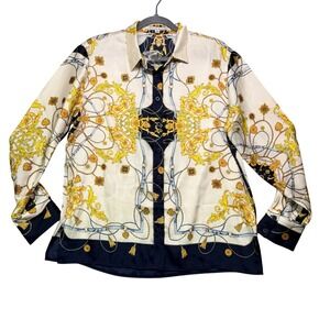 Baroque Chain Print Button Down Scarf Print Old Money Quiet Luxury Mob wife